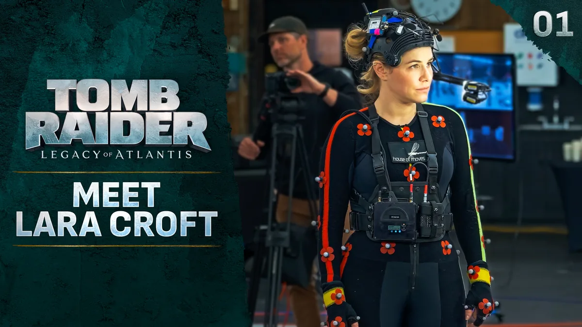 Alix Wilton Regan performing Lara Croft in motion capture for Tomb Raider Legacy of Atlantis